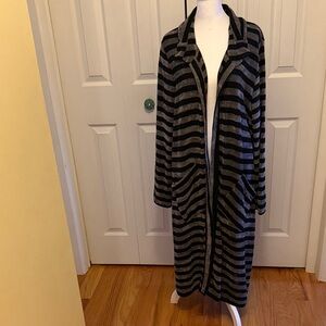 Elegant Black and Gray Striped Women's Cardigan